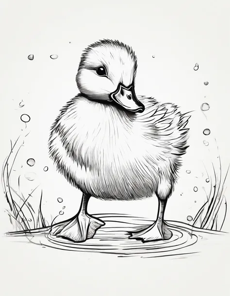 cute baby duck, cartoon style, low detail, no background, thick lines, no shading