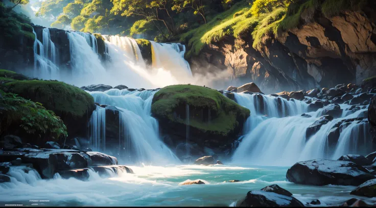 obra-prima, melhor qualidade, arte oficial, extremamente detalhado CG unidade de papel de parede 8k, illustration, cachoeira, ethereal landscape