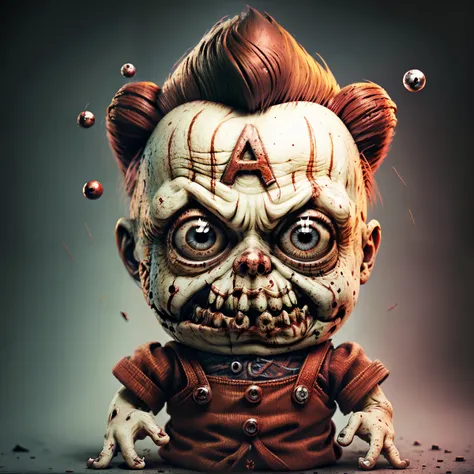 Chucky: The sinister smile of nostalgia."
"The toy that comes to life in the shadows."
"Horror in every stitch: Chucky is back."
"Eyes of malice, soul of a killer doll."
"The dark side of playtime with Chucky."
"Wearing nightmares: The sinister art of Chuc...