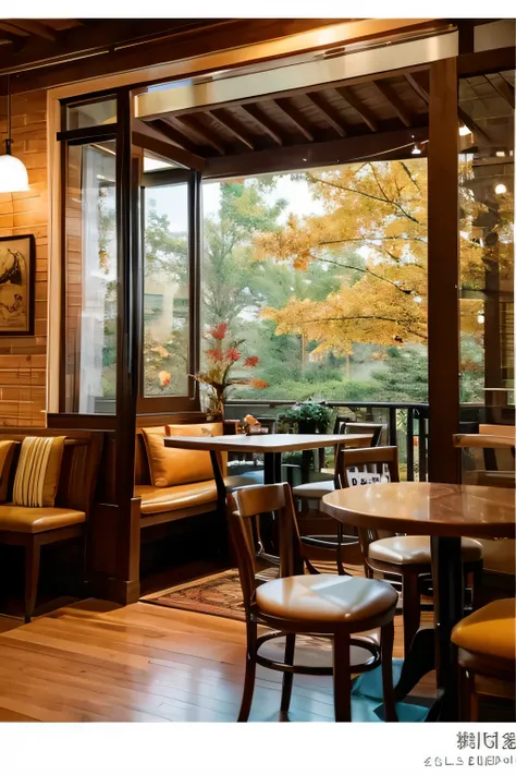 "harmony break" Please generate an image that represents the interior of the cafe..。the atmosphere is fun、Cozy、Draw a picture where music and coffee harmonize。There&#39;delicious coffee on the table.、The walls are decorated with music-related art..。So that...