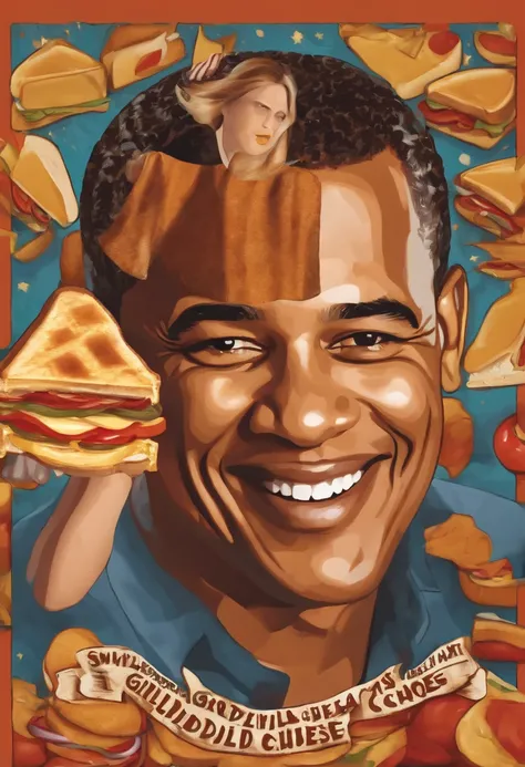 A video of me, as a grilled cheese, salsa dancing with other grilled cheese individuals at a local grilled cheese festival.,original,Obama’s face on grilled cheese sandwich , male