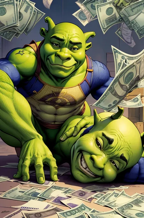 Shrek doing a money spread