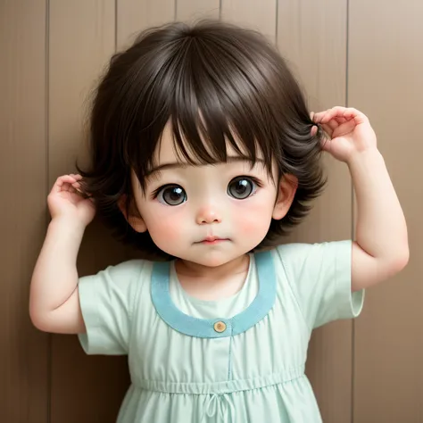 Cute boy baby portrait only requires head。Hairstyle is okappa