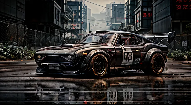 rsr ford escort mk1, race track, hayabusa v8, grunge, cyberpunk style