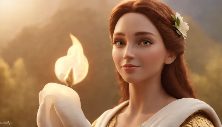 a pixa Disney cartoon  of biblical times "Generate a realistic depiction of Jesus in Heaven leading many people dress in white, com flores coloridas ao redor e luz suave iluminando seu rosto." high definition image, detalhamento alto e estilo fotorrealismo...