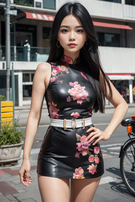 (8k, ultra high res:1.1) nguyen, an 18-year-old vibrant vietnamese girl, exudes youthful charm in a modern vietnamese-inspired o...