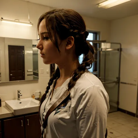 Katniss Everdeen vaping in a school bathroom