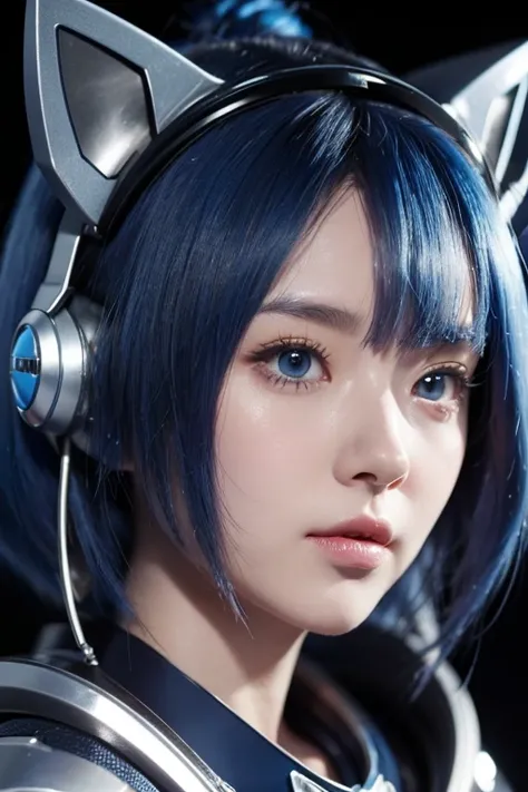 A blue-haired、Close-up of woman with cat ears, Cute robot girl, Very detailed artistic germ, 3D rendering character art 8k, portrait anime space cadet girl, Most models | Art germ, Art germ ; 3d unreal engine, Portrait of the Arcane Hex, Zodiac Girl Knight...