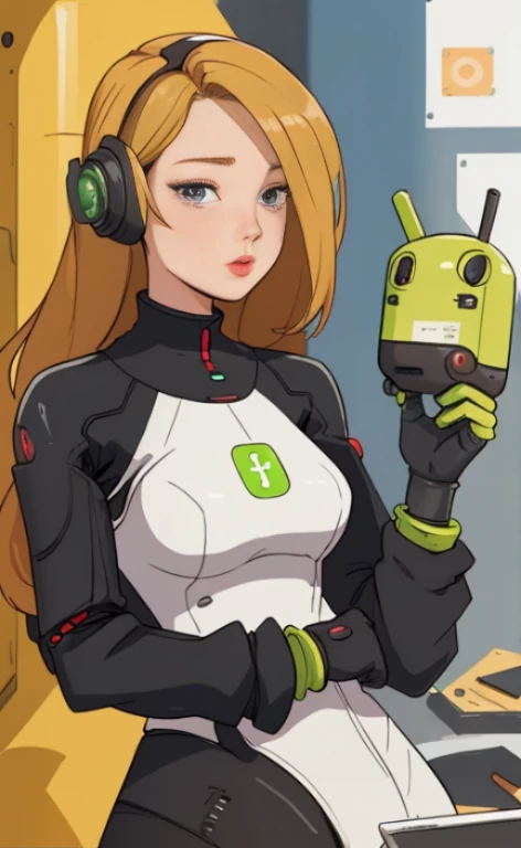 A beautiful technological female android