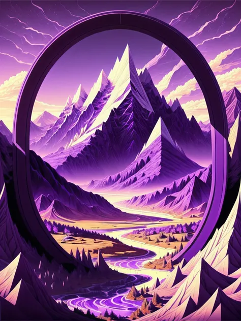 Cool purple wallpaper, open land, alternate earth, no people, mountains and rivers.