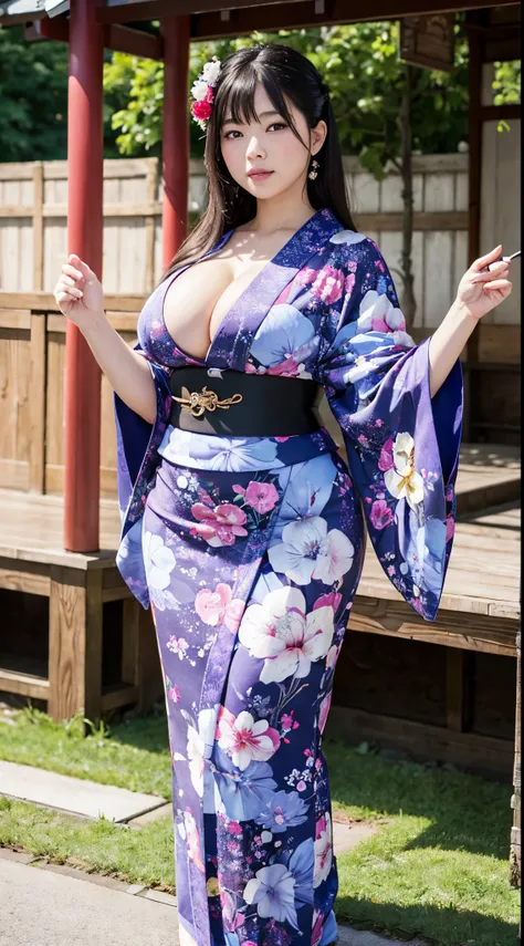 8K,high-level image quality,Beautiful fece,Beautiful young Japan woman,1 persons,Whip whip,Curvaceous,bbw,ultra-quality,Carnal body,Kamimei,Kimono,cleavage of the breast