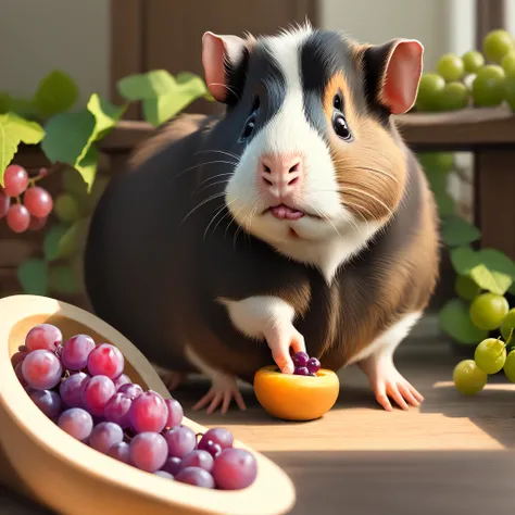 guinea pig eating grapes