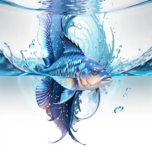 (​masterpiece), (top-quality), (ultra-detailliert), swimming fish, halation、 digitalart,  sea creature, soft cinematic lights、ad...