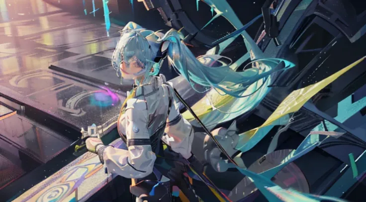 miku hatsune(Top image quality),(The work of the master),(ultra-detailliert),(Detailed depiction of the eyes:1.0),(lensflare:1.0),(Cinematic poster:1.0),(Tarot Border:1.0),Character Center,(a closeup:1.0),(negative space:0.8),(negative space:1.6),(独奏),(a c...