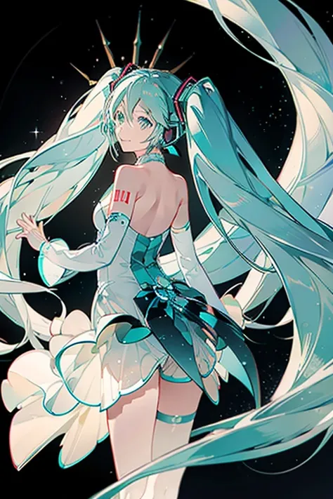 hatsune miku,(masterpiece:1.2, hiquality), (pixiv:1.4),voluminous lighting,
back light,night time,