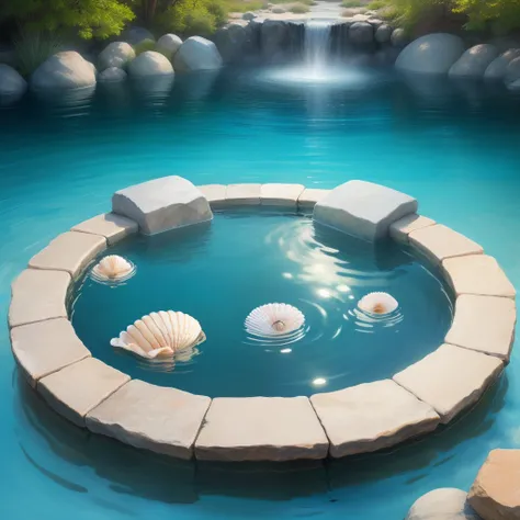 Seashells, round objects, hot springs, number 7
​