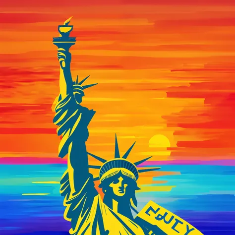 Statue of Liberty in the United States 🇺🇸 in the style of Peter max