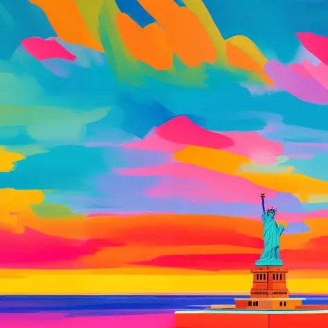 Statue of Liberty in the United States 🇺🇸 in the style of Peter max