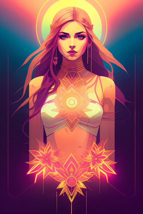 sthwve style nvinkpunk (symmetry: 1.1) (Portrait of flowers: 1.05) Woman as a beautiful goddess (Стиль Assassins Creed: 0.8), Pink, Gold and opal color scheme, Beautiful intricate face painting, Intricate, Elegant, Very detailed, digitalpainting, artstatio...