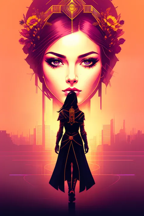 sthwve style nvinkpunk (symmetry: 1.1) (Portrait of flowers: 1.05) Woman as a beautiful goddess (Стиль Assassins Creed: 0.8), Pink, Gold and opal color scheme, Beautiful intricate face painting, Intricate, Elegant, Very detailed, digitalpainting, artstatio...