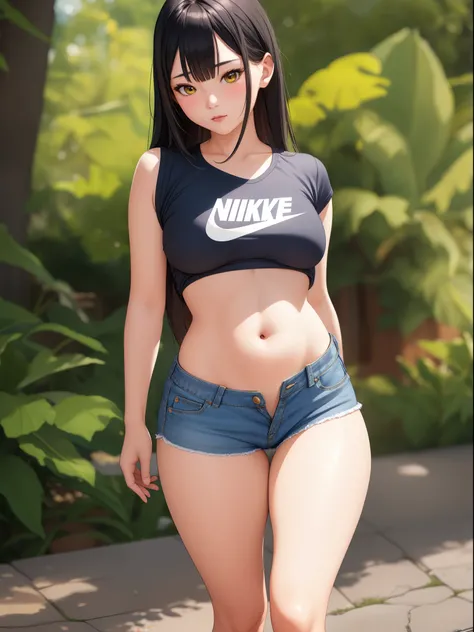 Uchimeimei, Very sensual, Clothes for girls with funk, Brazilian, Rio de janeiro, Dancing funk, scroll, big assa, thick leg, Wear extremely short denim shorts, wearing a mini shirt, There is leakage in the belly button, Nike sneakers, long whitr hair, Spea...