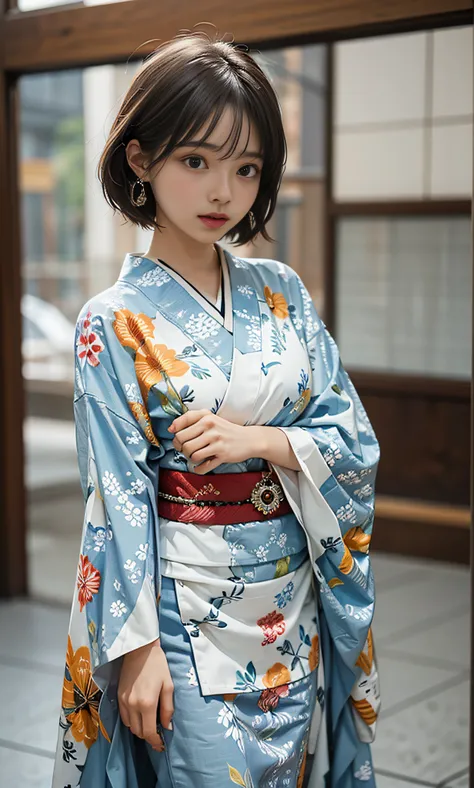 ((top-quality、​masterpiece:1.3))、sharp:1.2、perfect body beauty:1.4、((layered hairstyle))、(kimono:1.1)、(shrines:1.2)、highly detai...