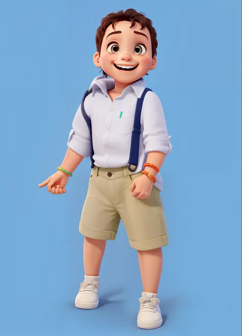 a child standing, sorrindo sem dente estilo pixar, alta qualidade, melhor qualidade.