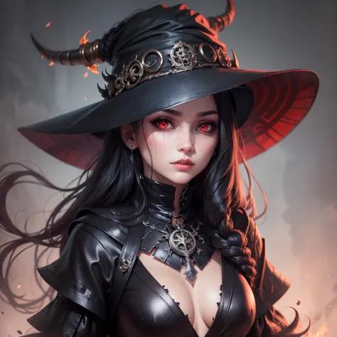 Viking female demon witch, black hair Red eyes --auto --s2