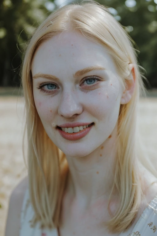 dbwl woman with (((many huge beauty marks on her) ) natural pale white skin)  
,  SFW,  
 (( ( (full body portrait)) ) )  ,   natural (  (pale light blonde eyelashes) ),  wearing a dress, blue eyes, 
 detailed Natural pale white skin  with (((many huge rou...