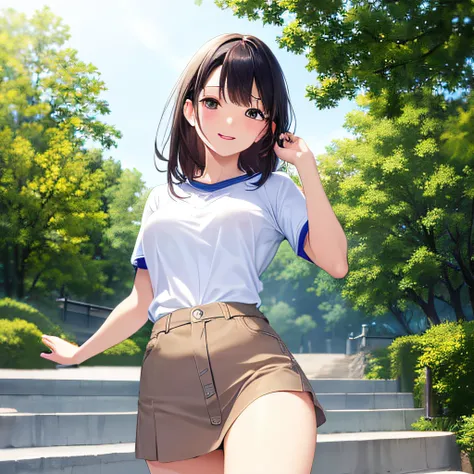 photographrealistic, (masutepiece,Best Quality:1.4),(8K,Raw photo,photographrealistic:1.2), Detailed skin,Detailed face,1girl in,Japanese Idol,Cute face, Black hair,slender, shiny eyes, Smile, BREAK cute casual clothes, (Jump high, High jump), Dynamic,Wide...