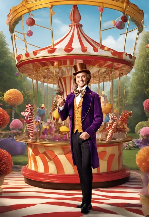 A captivating video of a whimsical candy carousel being delicately crafted by skilled artisans.,Charlie and the Chocolate Factory,Willy Wonka, the eccentric chocolate factory owner in Roald Dahl’s novel and its film adaptations, is known for his flamboyant...