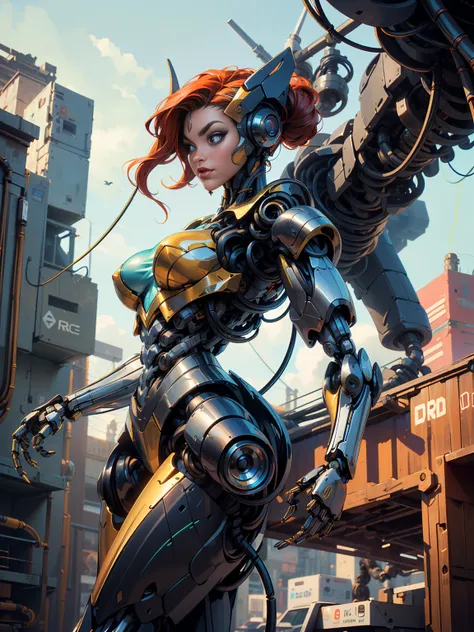 (beautiful cyborg queen:1.5), (robotic mechanical physique:1.5), (1 super muscular cyborg demoness:1.5), (covered in cables and mechanical muscles:1.5), (android muscular anatomy:1.5), (perfect fingers:1.25),(8k, RAW photo, photorealistic:1.25), sci fi atm...