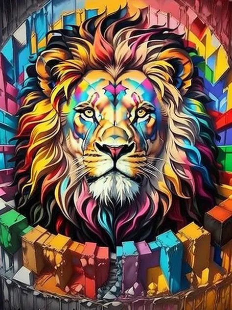 (lion), Eduardo Kobra padding ,wall PORTRAIT geometric multidimensional, art, chibi,
yang08k, beautiful, colorful,
masterpieces, top quality, best quality, official art, beautiful and aesthetic,