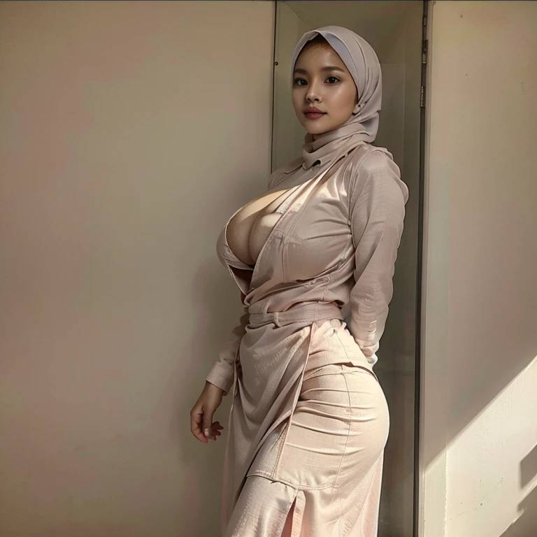 Indonesian, big boobs, jilbab, uniform, undressed, naked