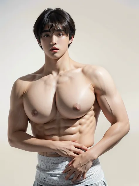 ,(caustics:1.5 )
(white background:1.4)
(1 boy:2.5),(single:1.5), Shin Jinying, Cai Xukun, Kim Do-young, wan adorable korean face,17-year-old boy thin face, jimin, (vast pecs:1.6), (round pecs:1.7), (big pecs:1.5),(micchi:1.3),(Japanese short hair:1.7),(bo...