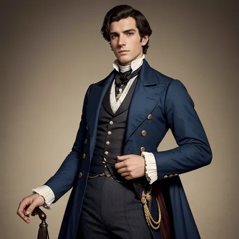 Hombre hermoso  , Parte superior del cuerpo, British regency attire from the 19th century era