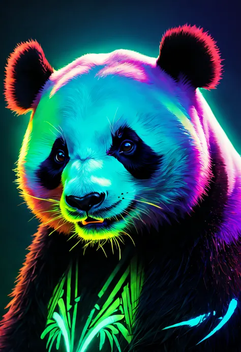 portrait of a panda with blacklight makeup, fantasy, highly detailed, digital painting, artstation, concept art, sharp focus, il...