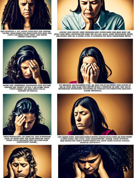 5 images of women expressing the 5 stages of grief