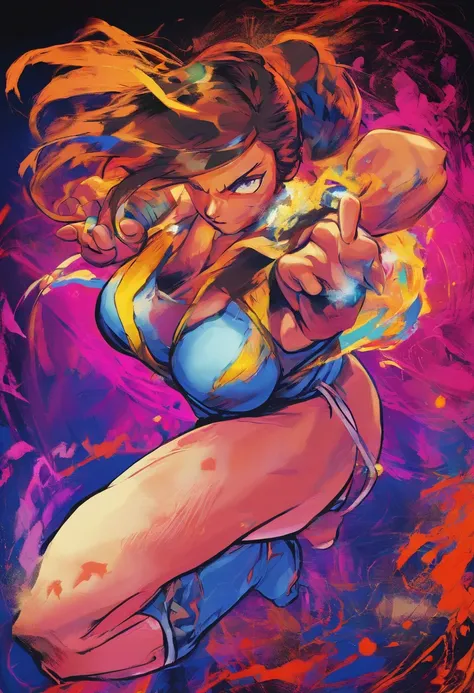 （Black light art：1.4），Q version Chunli，high saturated，hight contrast，vivd colour，mysterious hallucination，Hyper-realistic，Ultra photo realsisim，ultra - detailed，ultraclear，hyper-detailing，tmasterpiece