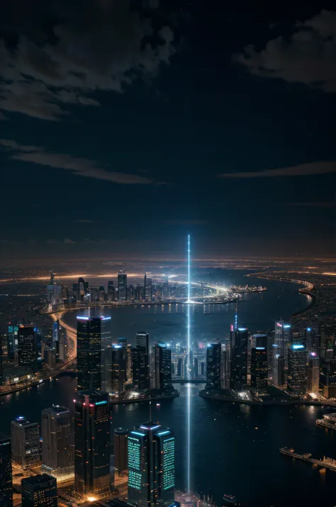 a futuristic image representing a city without people in fully computerized wakanda type image with computer lights in full HD high definition