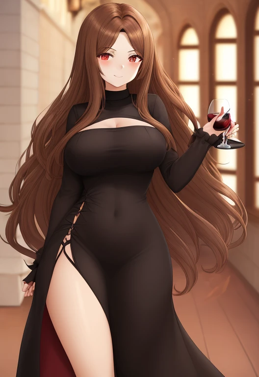 anime cute of a female
with hair dark chestnut (a28172) long and waves 1b 1c 2a mix and no bangs, skin rosy brown (c69984), eyes...