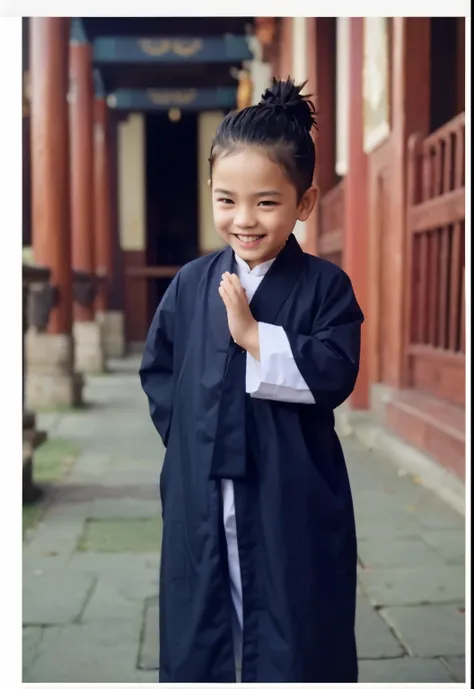 Boy front Taoist priest smile realistic