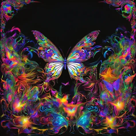 （Black light art：1.4），butterflys，Close-up enhancement，eyes very focused，glowing effect，high saturated，hight contrast，vibrant with colors，mysterious hallucination，hyper realisitc，ultra real photo，ultra - detailed，ultraclear，hyper-detailing，tmasterpiece