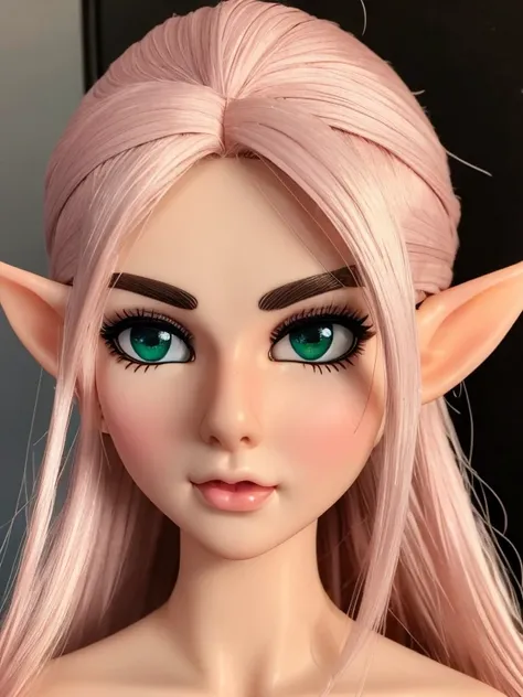 realistic elf woman, very detailed faces, full body, NSFW, red blush, blushing, slim abdomen: 1.2, detailed eyes, sexy, undressed, naked, open mouth, wet body,