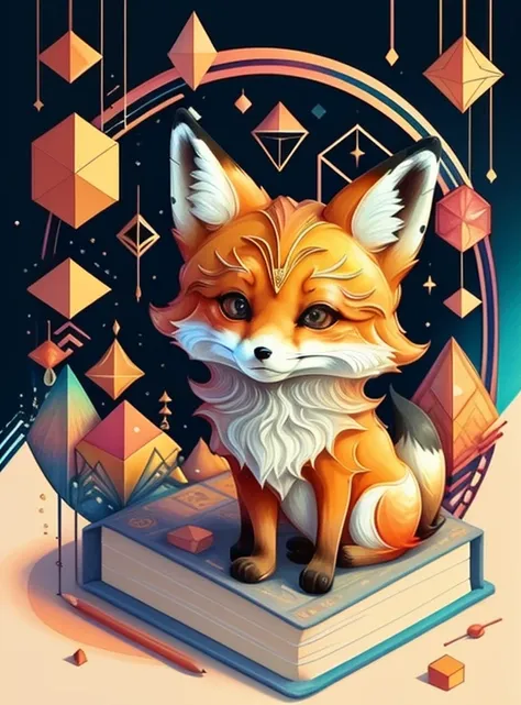 (baby fox), Munchkin ,Geometric multidimensional wall portrait, livro de arte, Tchibi,
Yang08k, Beautiful, Colouring,
Obras, of the highest quality, best quality, Arte Oficial, Beautiful and Aesthetic,