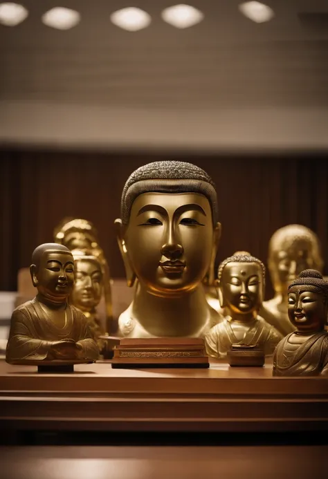 IOC President Thomas Bach in his office at the Olinsk Secretariat、(((Japan dolls, Samurai helmet and traditional Japanese sword、Smile as you line up treasures such as Buddhist statues.。Big Olympic ring mark on the background、