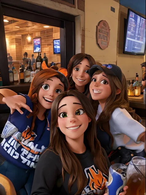 4 women at a bar celebrating the bengals football win