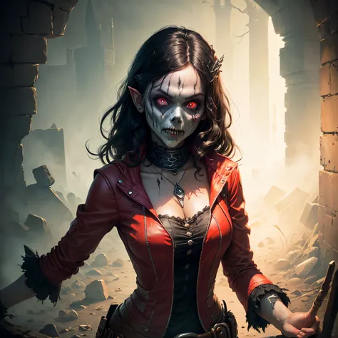 Dungeons and Dragons rogue zombie girl with dark hair