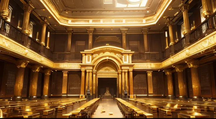 A massive empty chamber with massive piles of gold coins, (((wide shot)))