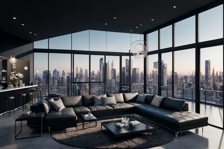 Modern penthouse black aesthetic